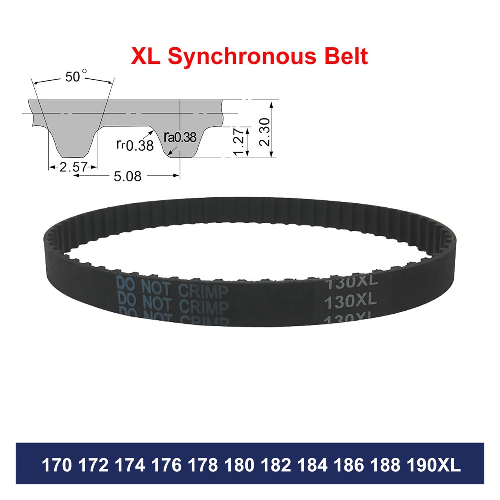 Cinghia Dentata Gomma Uxcell 176XL 88 Denti, Larghezza 10 Mm, Passo 5,08 Mm