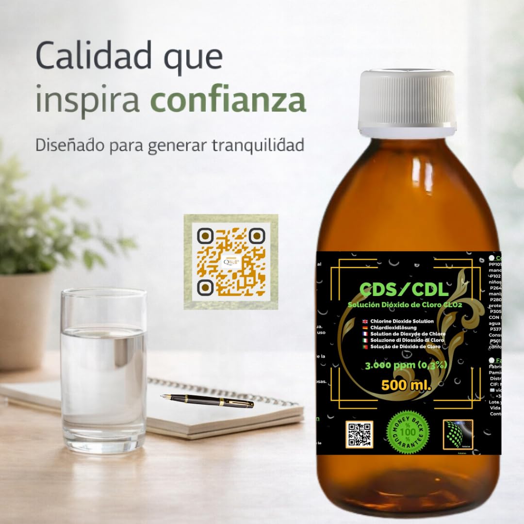 CDS/CDL 3000 ppm 500 ml | Roztwór dwutlenku chloru w butelce ze szkła bursztynowego z korkiem bezpieczeństwa i dozownikiem | Wysoka czystość i dokładne dozowanie | Ekskluzywne zastosowanie