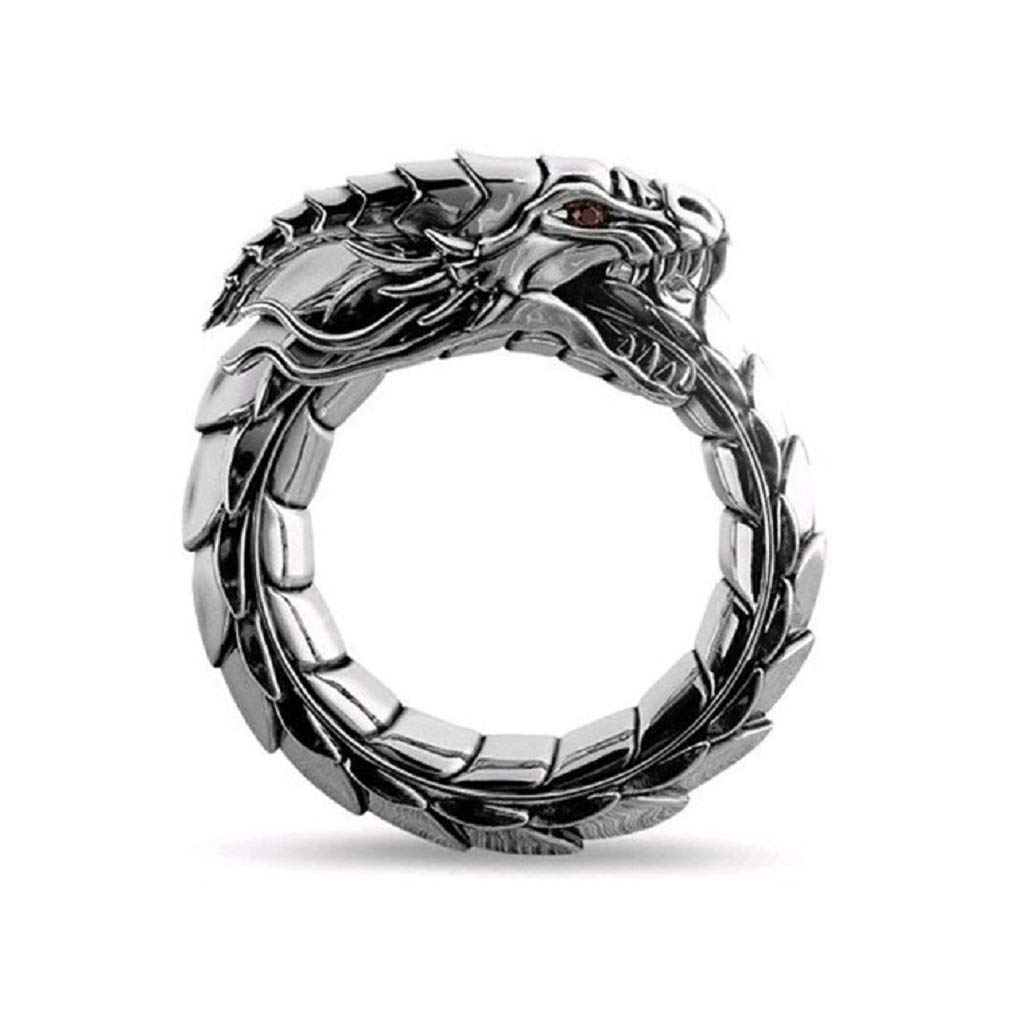 Vintage Norse Viking Dragon Head Ring - Men's Punk Animal Dragon Jewelry