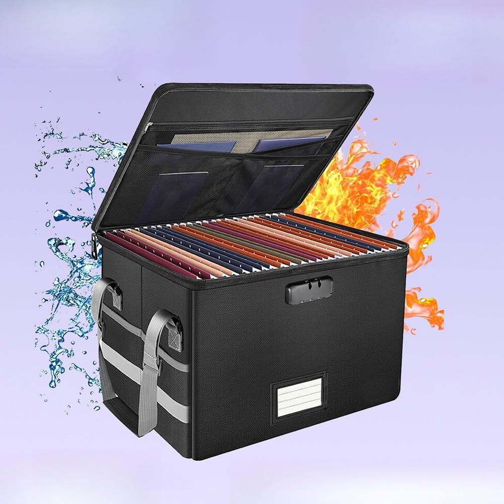 Boîte de Rangement Pliable pour Données, Boîte de Classement Ignifuge, Boîte D'Archivage de Documents pour le Bureau à Domicile, Boîte de Rangement