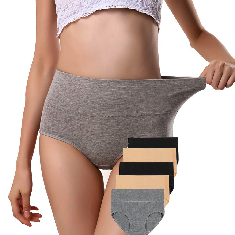 ANNYISONWomens Underwear, Soft Cotton High Waist Breathable Solid Color Briefs Panties for Women - Multicoloured - S