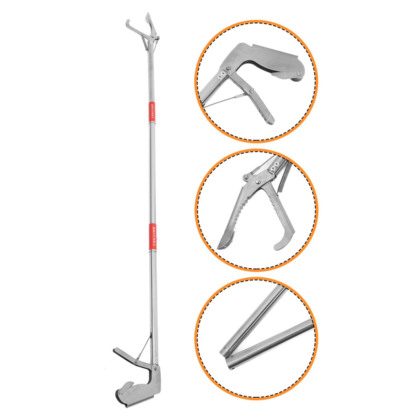 TOYANDONA Pinza Sezioni in Serpenti per Acciaio Pieghevole Inossidabile e Regolabile Argento Morsetto Antiscivolo 3 Leggera Resistente Cattura di Serpenti e Granchi