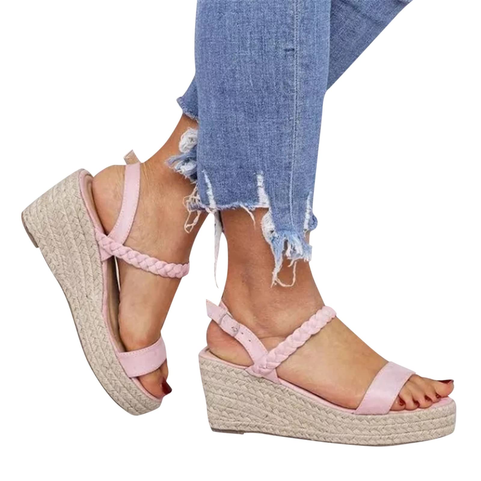 Genérico Sandalias Esparto Mujer Comodas Alpargatas Mujer Cuña Plataforma Calzado Esparteñas Sandalias de Tacón Elegantes Vestir Sapatos Alpargatas Valencianas Fiesta Verbenas