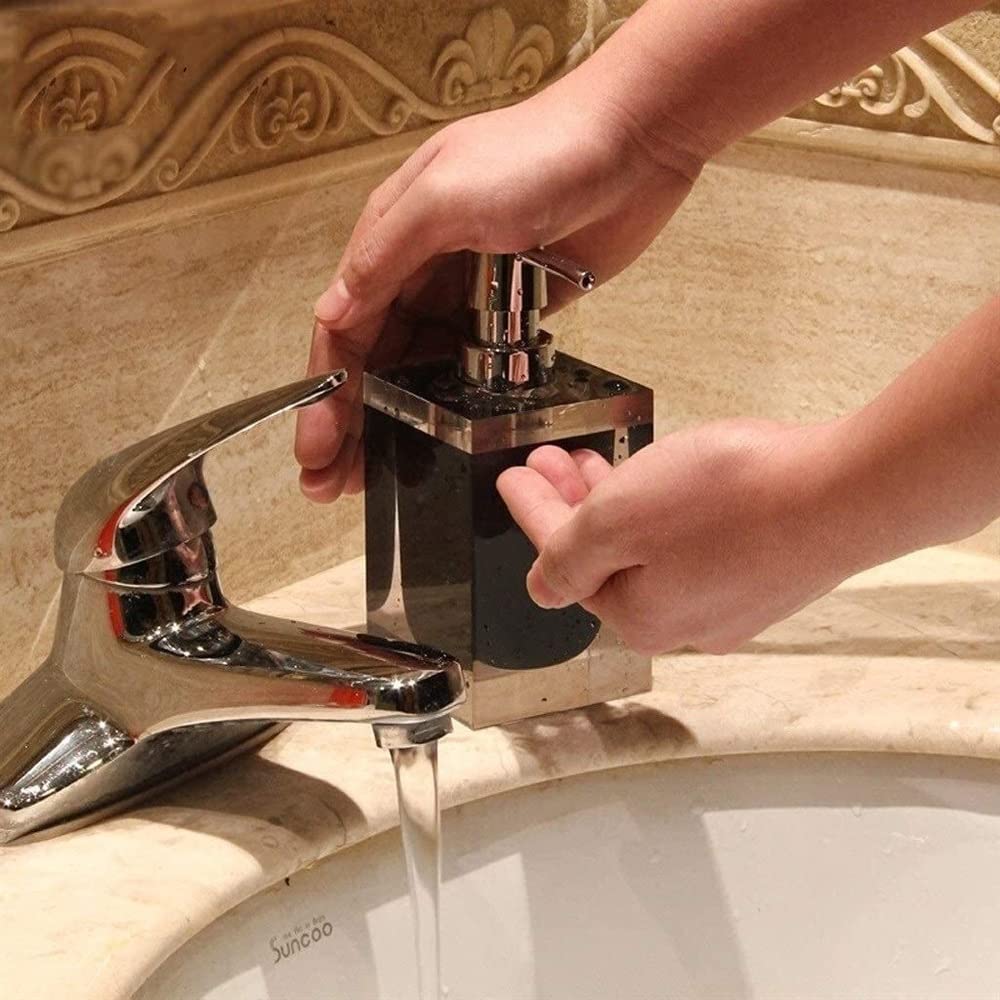 Dispenser di Sapone Liquido in Resina per Bagno, Dispenser di Sapone Liquido Ricaricabile per Ripiani di Cucina o Bagno, Dispenser di Sapone per Bagno (Bianco 170 ml)