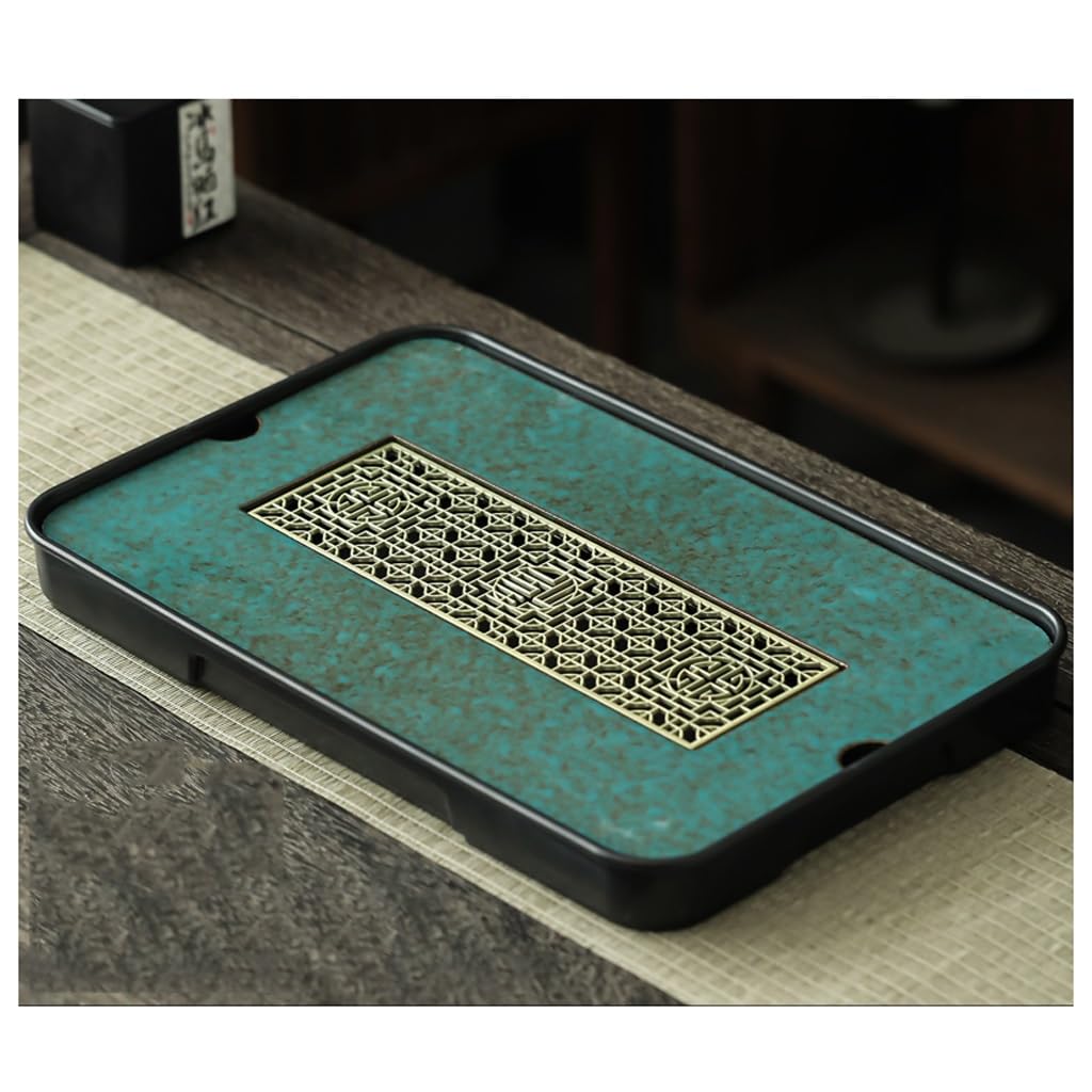GTHTUHFD Kung Fu Tea Tray Tea Tray Household Tea Set Tray Drain Simple Ceramic Drain Water Storage Tea Set Tea Room Tray,A
