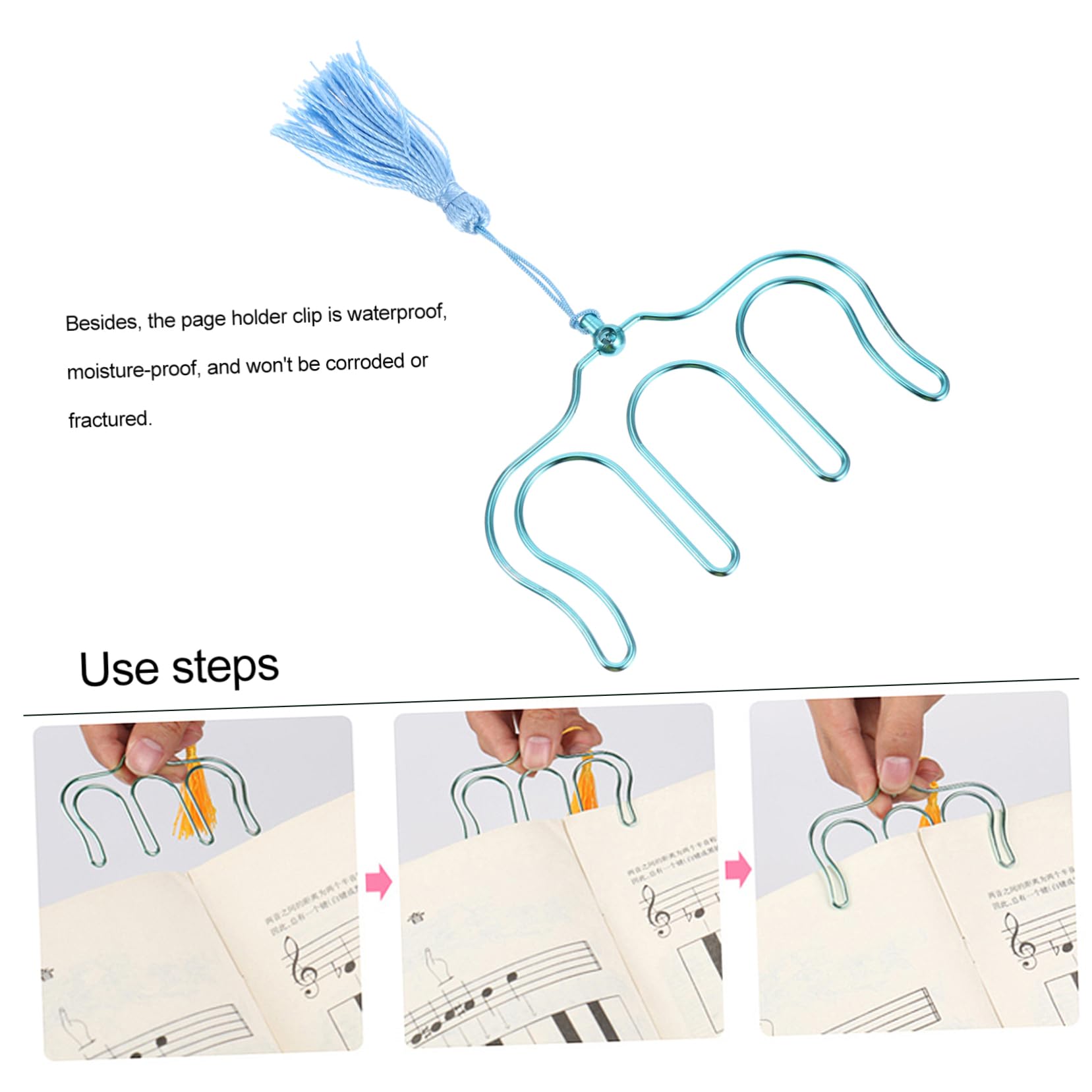 8piezas Sujeta Partituras De Hierro Con Borlas Clips Prácticos Para Libros Musicales Soporte De Páginas Para Partituras y Notas Para Estudiantes De Música y Profesionales