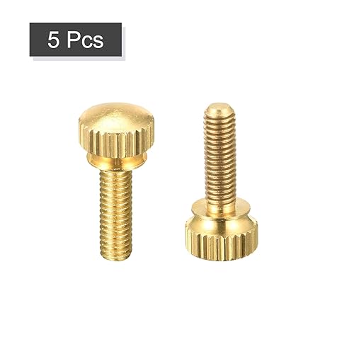 Miniatura 66 de uxcell 5 tornillos moleteados para el pulgar, pernos de hombro de latón M5 x 0.472 in, perillas de agarre escalonadas para PC, electrónicos
