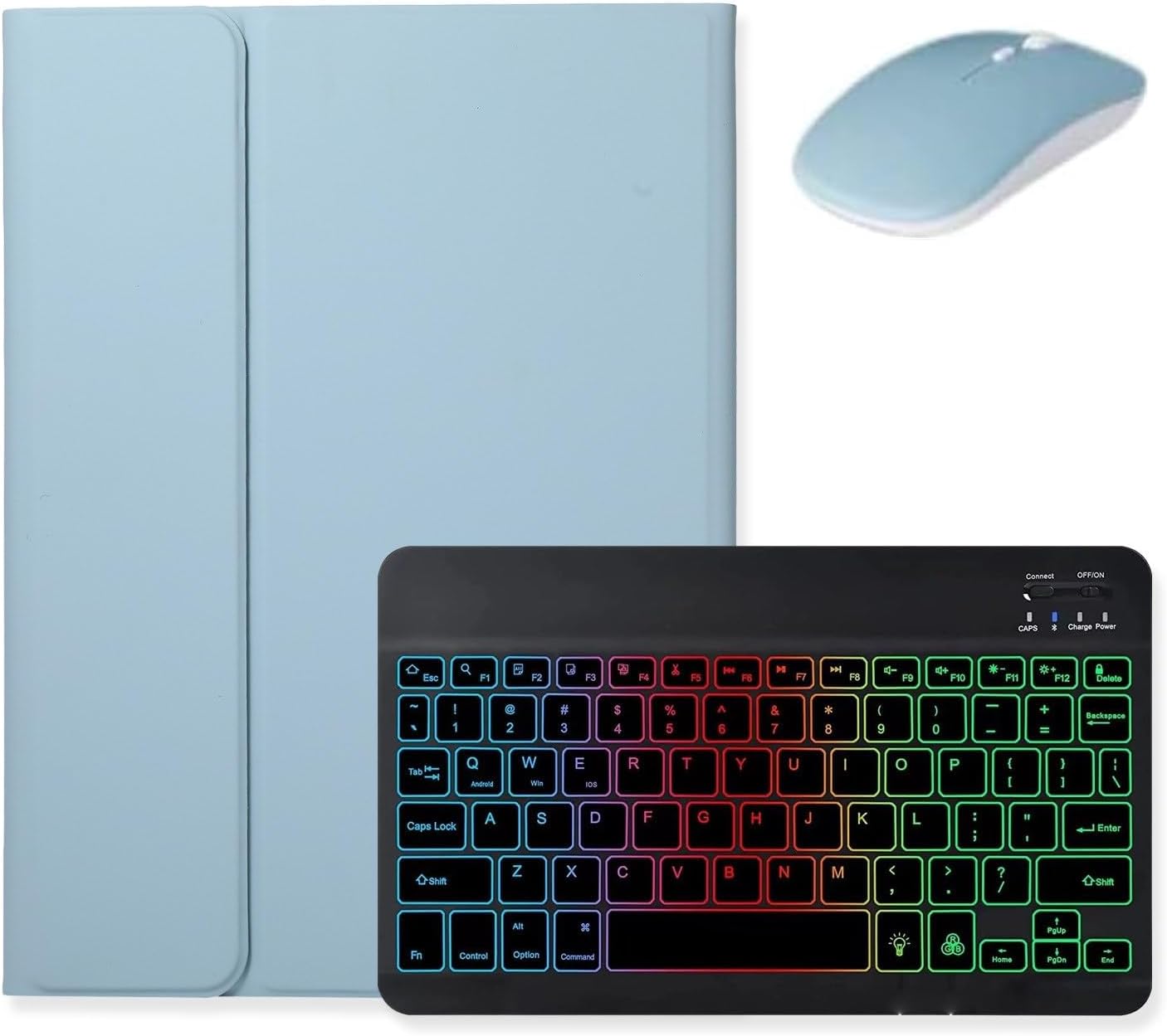 Backlit Keyboard for iPad 9th 8th 7th Generation iPad Air 3rd Gen/iPad Pro 10.5 Case with Mouse and Detachable RGB Colorful Backlight Color Keyboard Case,Pink+White