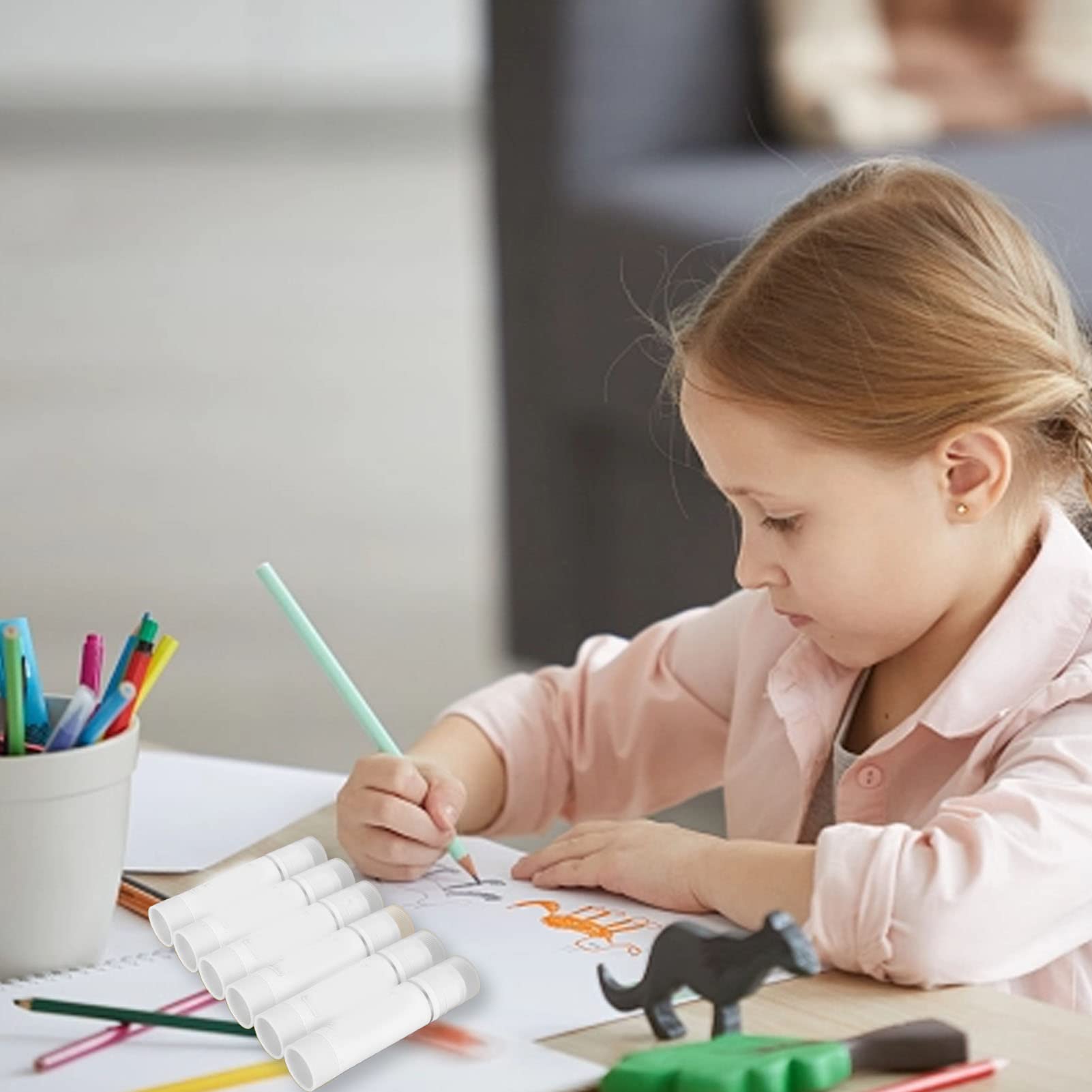 Paint Sticks, 6 Pieces Crayon Paint Sticks Washable Design for Art Projects (White)