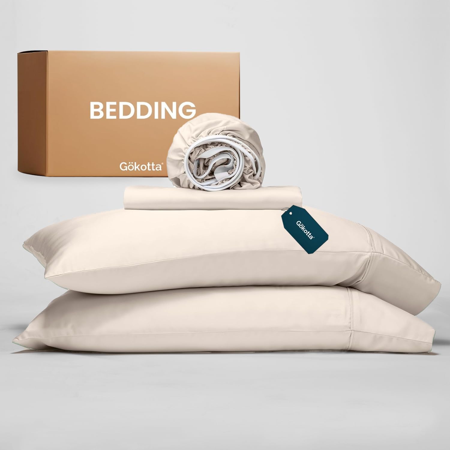 GOKOTTA King Size Bed Sheets 4 Piece Set, Super Soft Bamboo Sheets, Cooling for Hot Sleepers