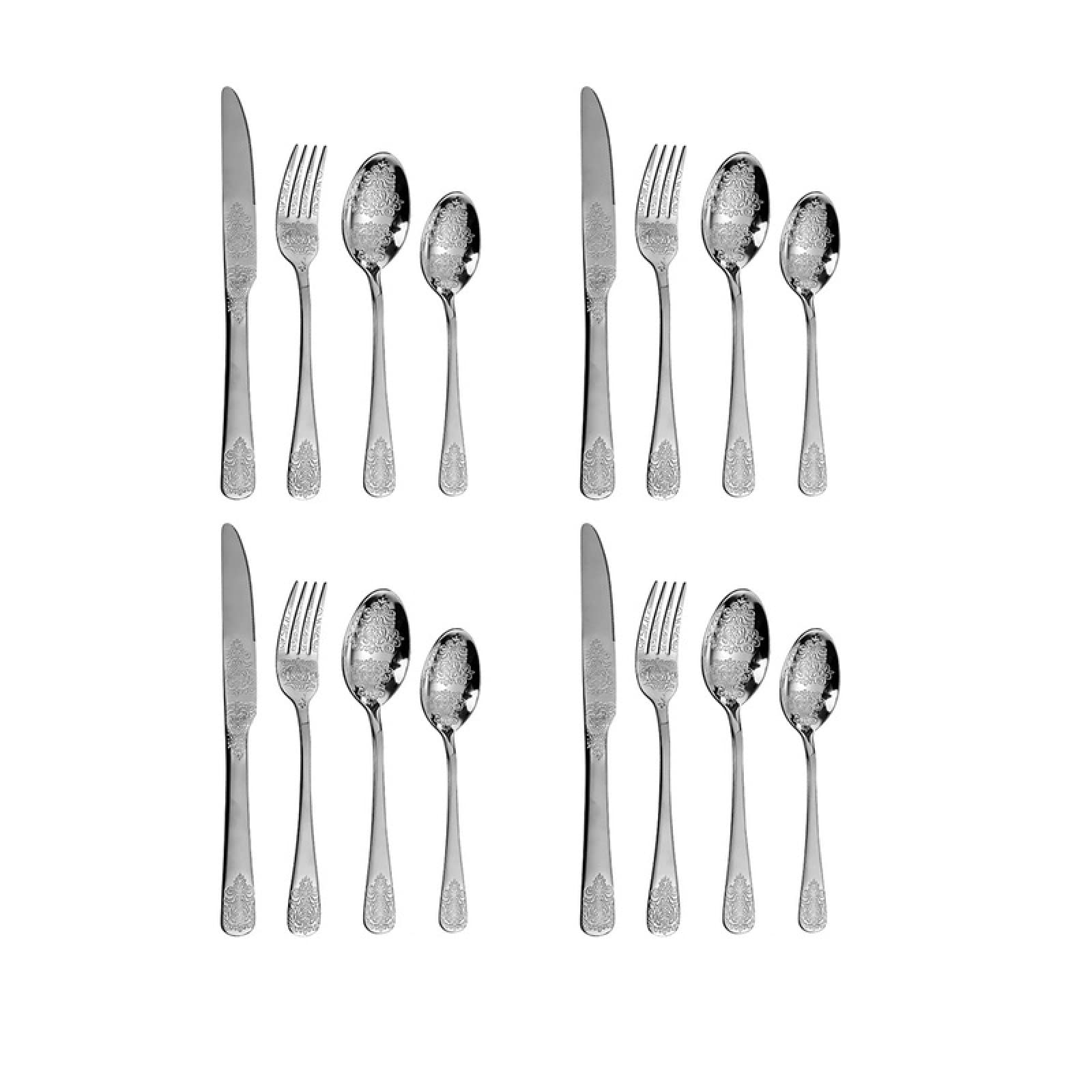 Juegos De Cubertería Juego De 4Uds. De Tenedor Cucharas Y Cuchillos De Acero Inoxidable Vajilla Para El Hogar Restaurante 4 Juegos Plateados