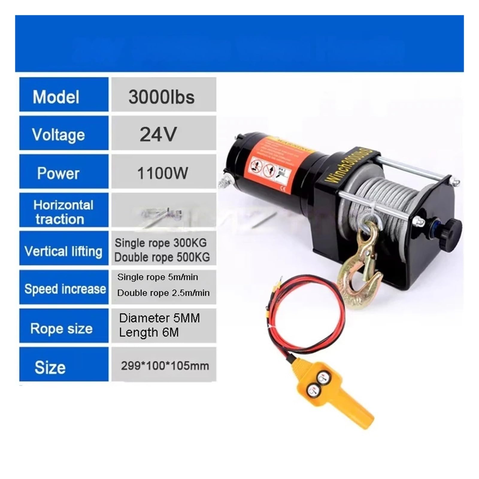 Tracción Eléctrica Campo A Través Del Torno 3000lbs 12V 24V Autorrescate Vehículo Cabrestante Elevador Polipasto
