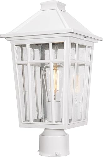 Darkaway Lámpara de poste para exteriores carcasa de aluminio impermeable con vidrio iluminación de cubierta de poste de valla para jardín patio