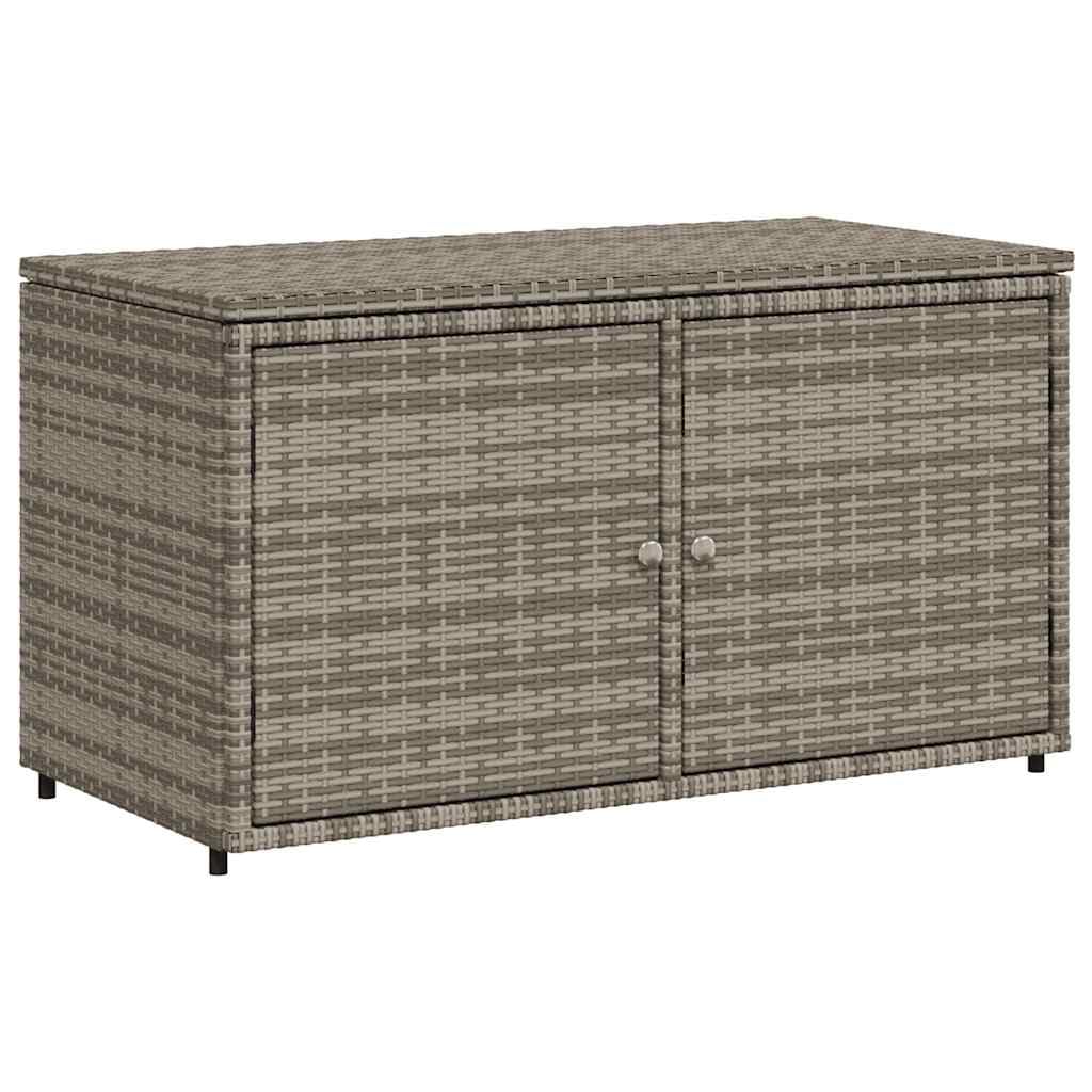 vidaXL Armoire de Rangement de Jardin, Organisateur de Terrasse avec Porte, Meuble d'Extérieur Patio Arrière-Cour, Gris Résine Tressée