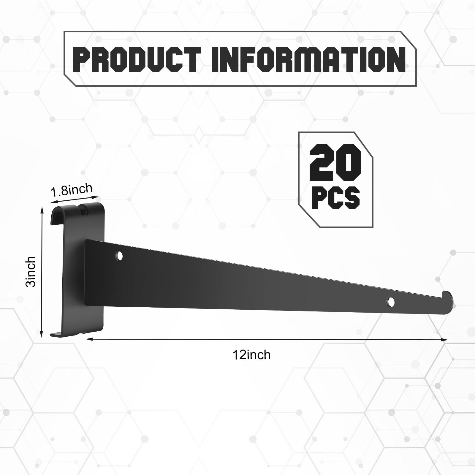 Blulu 20 Stück 30,5 cm Gitterwand-Messer-Regalhalterung mit Lippe, Metalldraht, Gitterwandhalterungen, Haken, Gitter, Wandpaneele, Aufhänger, robustes Regal, Gitter, Wandzubehör für Zuhause, Geschäft,
