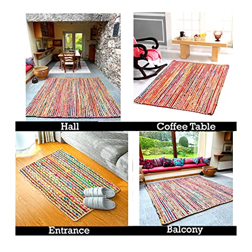 Image of Jute Braided Natural Hand Woven & Reversible Rug for Living Room Kitchen Entryway, Farmhouse Rustic Burlap Carpet Floor Mat (P /P, 6X9-feet)