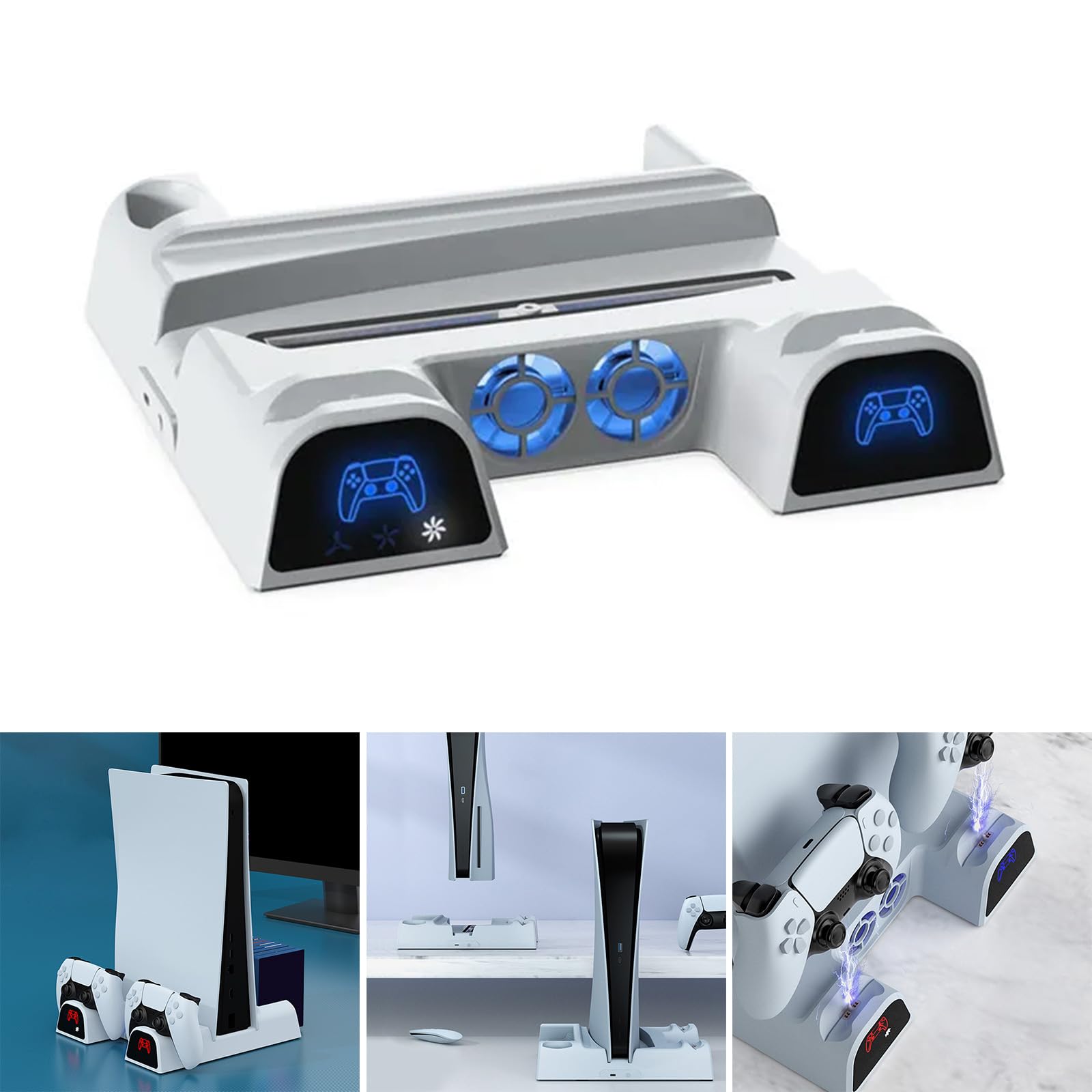 Soporte para cargador de controlador, base de base, soporte de ventilador de refrigeración con ranura de almacenamiento de disco de juego de 11 bits para consola de juegos P5, soporte de cargador de