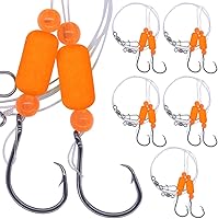 Vista 13 de Aparejos Pompano para Pesca de Surf en Agua Salada con Gancho de Doble Círculo y Espacio Amplio - Juego de 6 Accesorios de Pesca de Surf