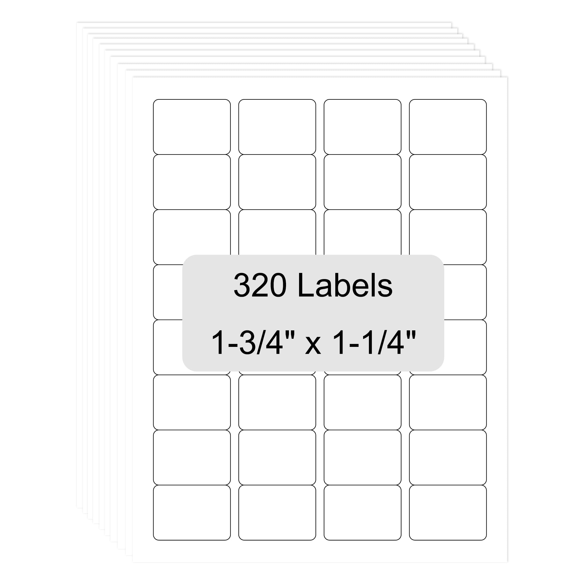 Mr-Label 1-3/4" x 1-1/4" Printable Matte White Waterproof Sticker Labels - Tear-Resistant - Laser/Inkjet Printing - Letter Sheet- Total 320 Labels