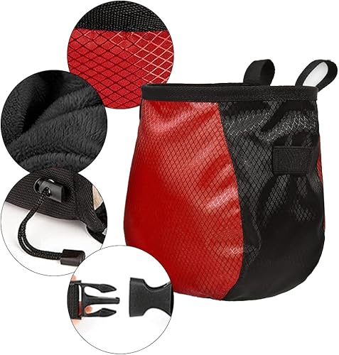 Miniatura 6 de Bolsa de tiza para escalar, con bola de tiza, bolsa de tiza negra ajustable para equipos de escalada en roca