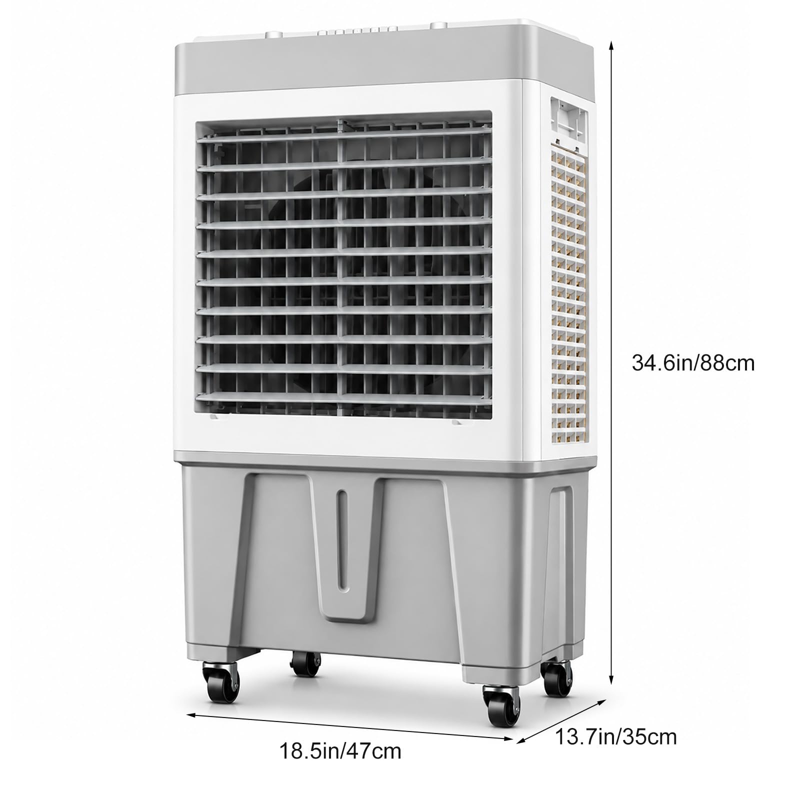 Enfriador Evaporativo Portátil con Oscilación 120°, Ventilador Industrial de Alta Potencia para Hogar, Oficina y Uso Comercial, 4 Velocidades 88cm