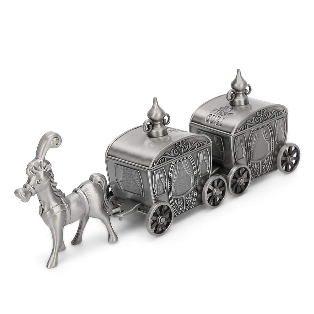 Nsxayiwe Silver My First Curl And First Tooth Keepsake Box, Antique Fairy Holder First Haircut Keepsake For Christening Newborn Shower Birthday Gift Carriage Shape