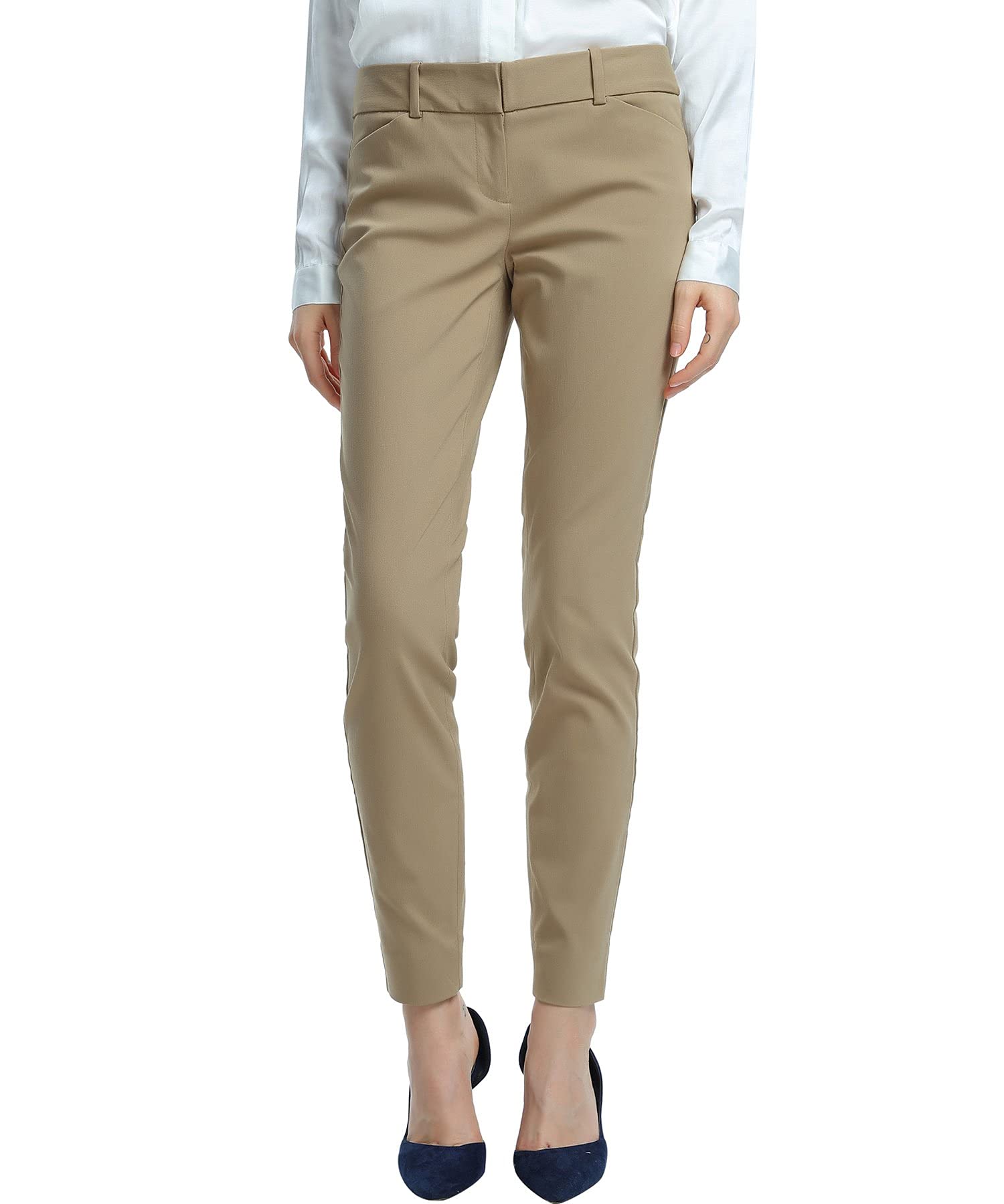 SATINATO Women's Casual Work Pants Skinny Slacks Leggings Comfort Mid Rise