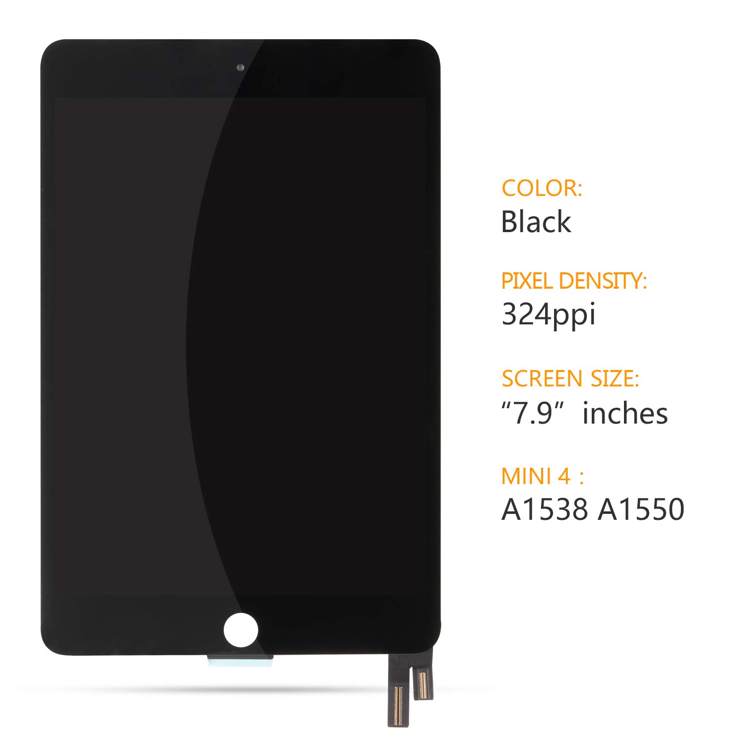Ersatzdisplay für iPad Mini 4 7,9 Zoll 2015 A1538 A1550 LCD Display Touchscreen Digitizer Vollmontage Glasscheibe Matrix Reparaturteil-Set (schwarz)