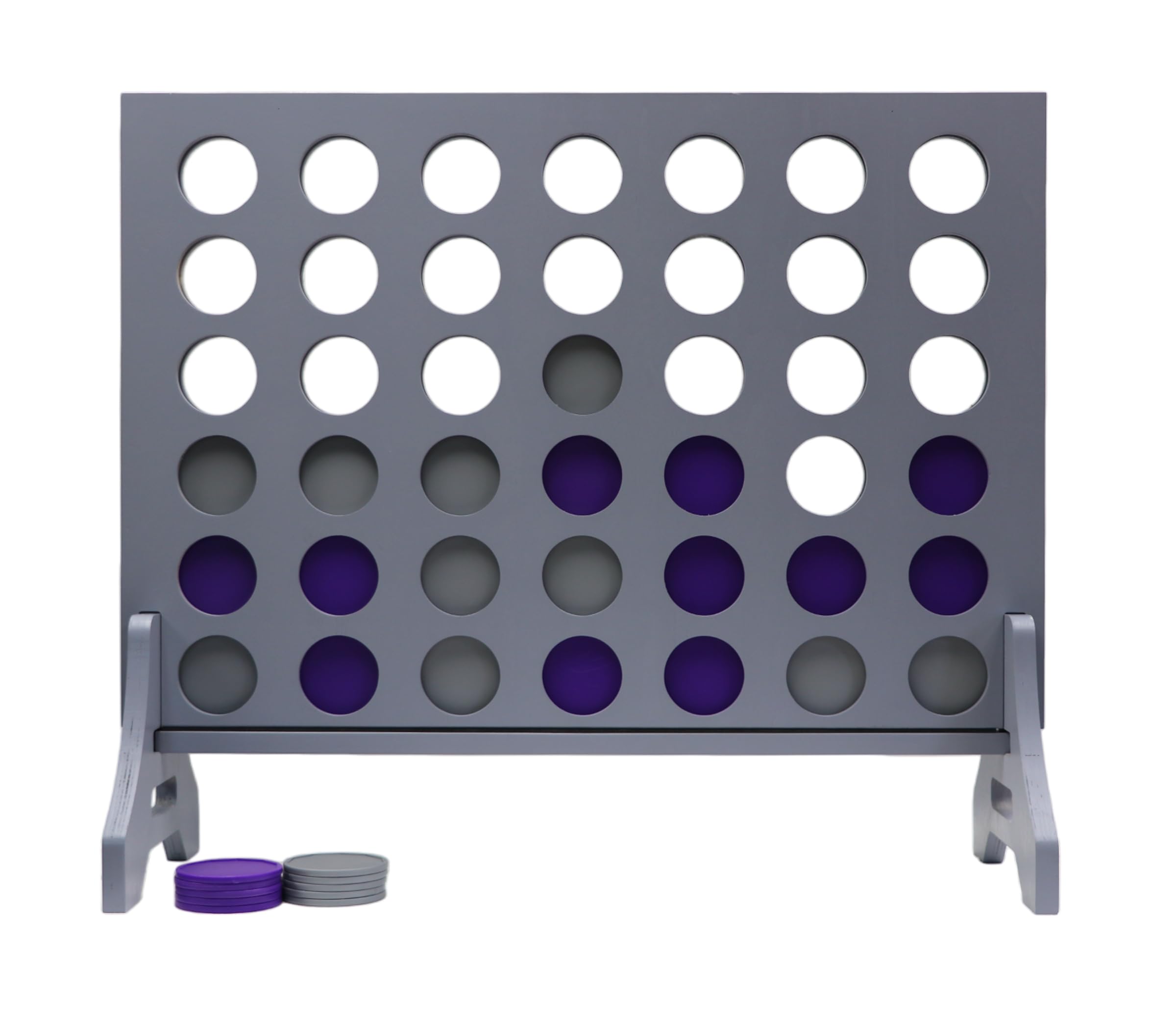 Giant 4 in a Row Game for Family &amp; Adults – Tailgating Pros Jumbo Grey Wooden Four in a Row Indoor &amp; Outdoor Yard Game for Family Party Fun, Portable Activities for Patio, Backyard, and Camping
