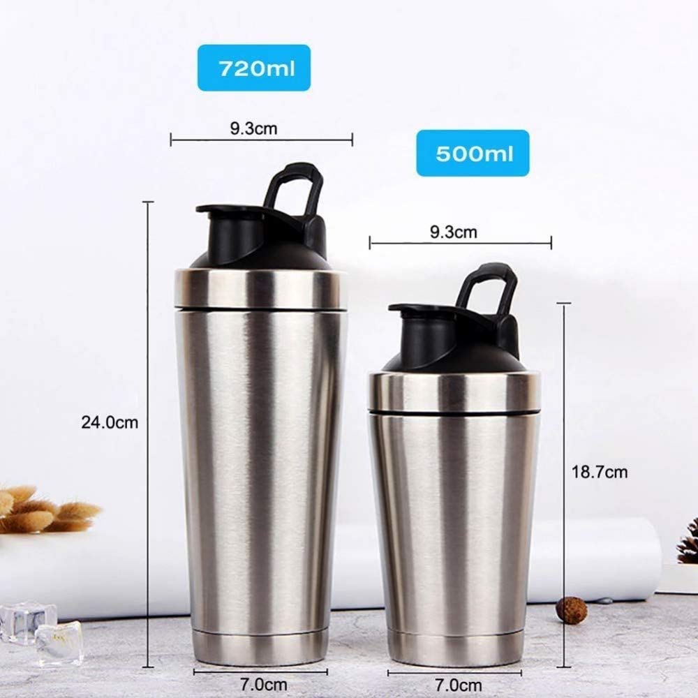 Sport Shaker Bouteille Mélangeur De Protéines Classique en Acier Inoxydable Mélangeur Anti-Fuite Shaker Cup Loop Portatile Flip Top par Sports Fitness