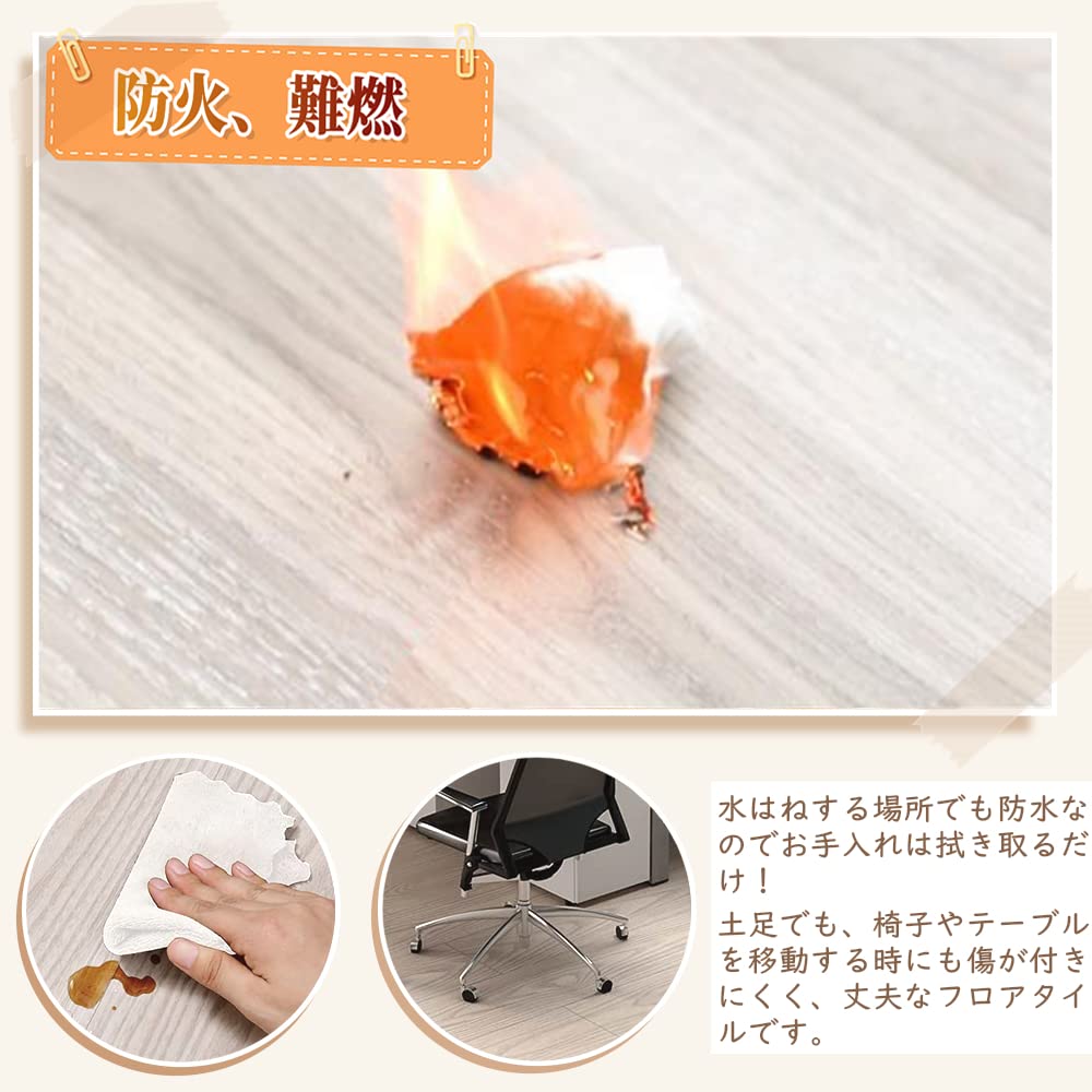 Amazon | フロアタイル 木目 貼るだけ【72枚】厚手1.8mm 撥水 キズ防止 防水防汚 粘着シート 接着剤付き ズレない 床補修 床シート  土足OK 初心者OK ペット対応 簡単DIY リアルな木目調 （約6畳） | フローリングシート