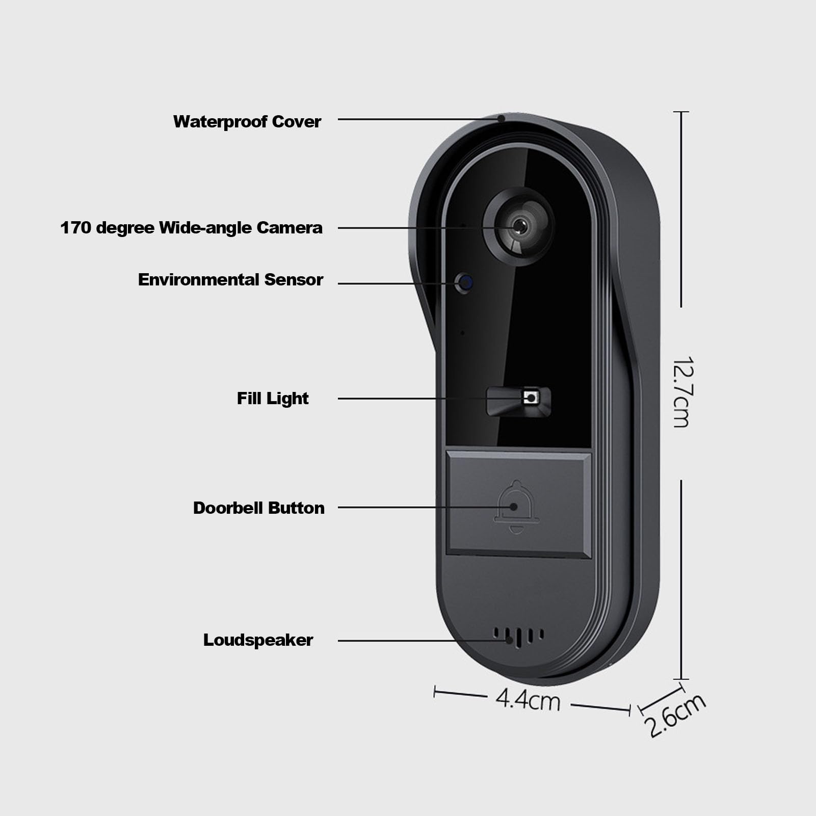 Citofono Videocitofono Wireless con Videocamera Videocitofono HD 1080P, Display a Colori da 4,3 Pollici, Impermeabile IP65, Citofono Bidirezionale, Funzioni di Visione Notturna