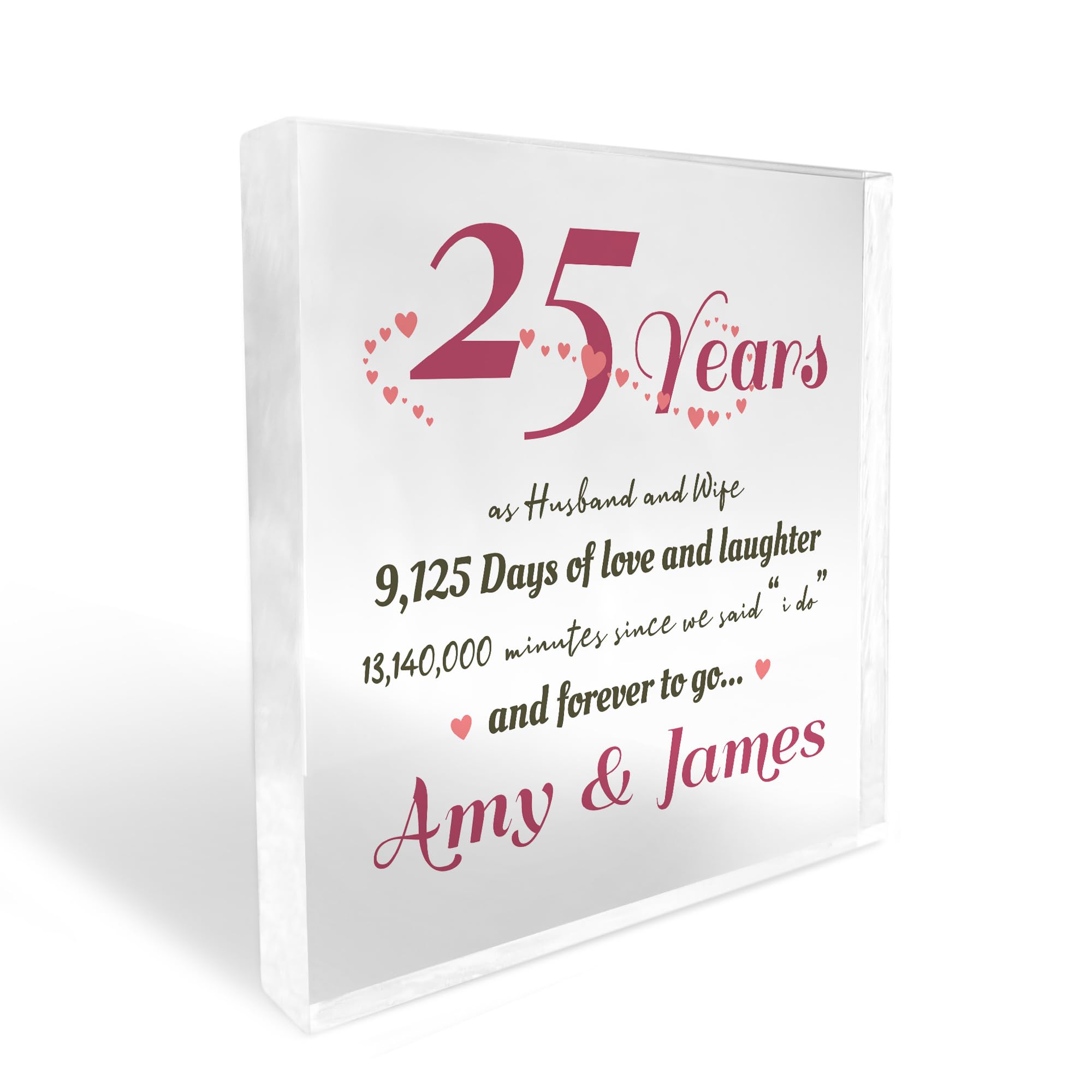 Red Ocean 25th Wedding Anniversary, Gift For Husband Wife, Personalised Acrylic Block Husband Wife Gifts 25th Anniversary, Gift For Him Her