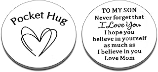 Son Gift Ideas for Son from Mom, Inspirational Gifts for Teen Kid Boys, Valentine's Day Birthday Gifts for Son Adult from Mother, Graduation Gifts for Him Son in Law, Pocket Hug Token To My Son