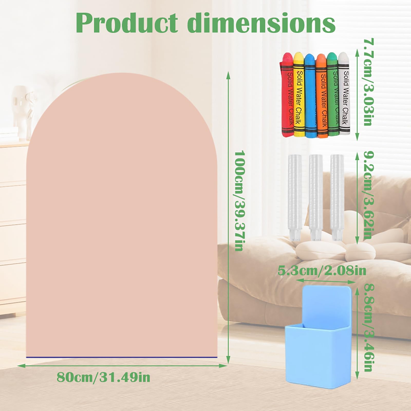 Lavagna Magnetica da Parete 80 x 100 cm Autoadesiva Cancellabile per Bambini con Gessetti Rosa