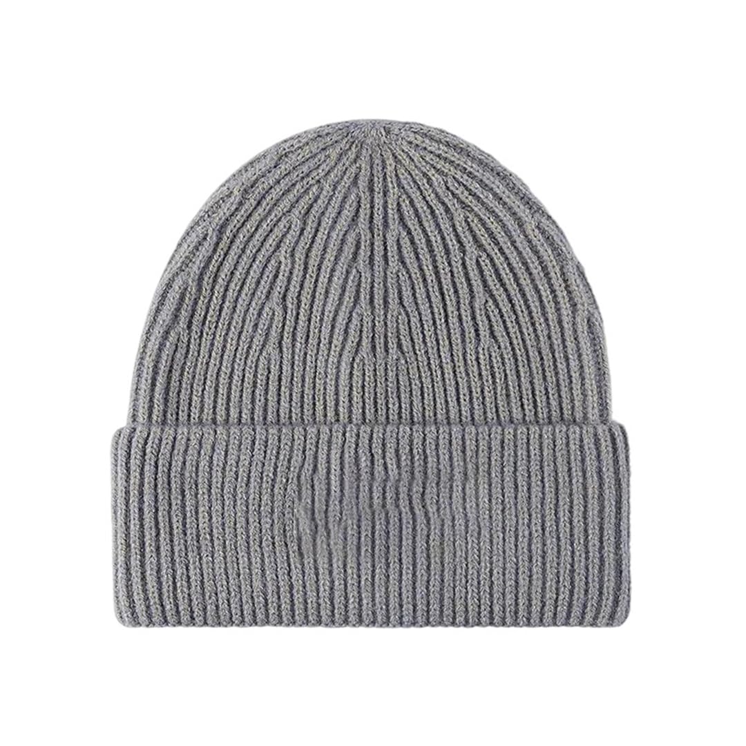 Bonnet à revers anti-froid unisexe en maille unie grise souple