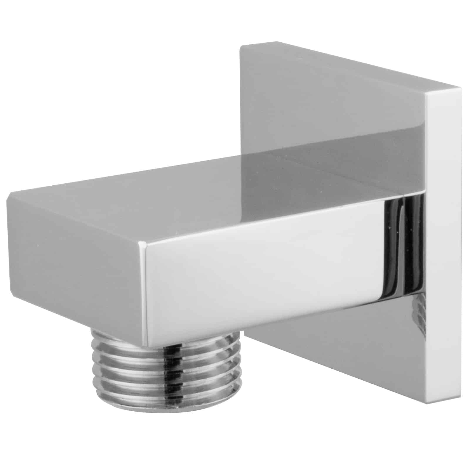 Wandowy Kątowy Łącznik Węża do Prysznica, Mosiądz Chromowany, Gwint Zewnętrzny 1/2", Kwadratowy Płaski Design, Montaż Naścienny
