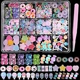 3D Candy Nail Charms for Acrylic Nails, Multi Color Lollipop Donuts Bears Sweet Cute Nail Charms, Star Heart Gummy Candy Jewelry Nail Charms for Nail Art DIY Decorations Design