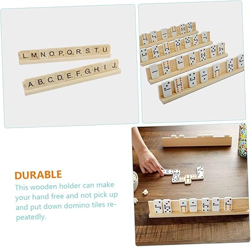 Miniatura 4 de FOYTOKI Soportes de madera para dominó, 8 piezas, juguetes de escritorio Marine Corp - Organizador de dominó de cumpleaños, estantes de dominó de