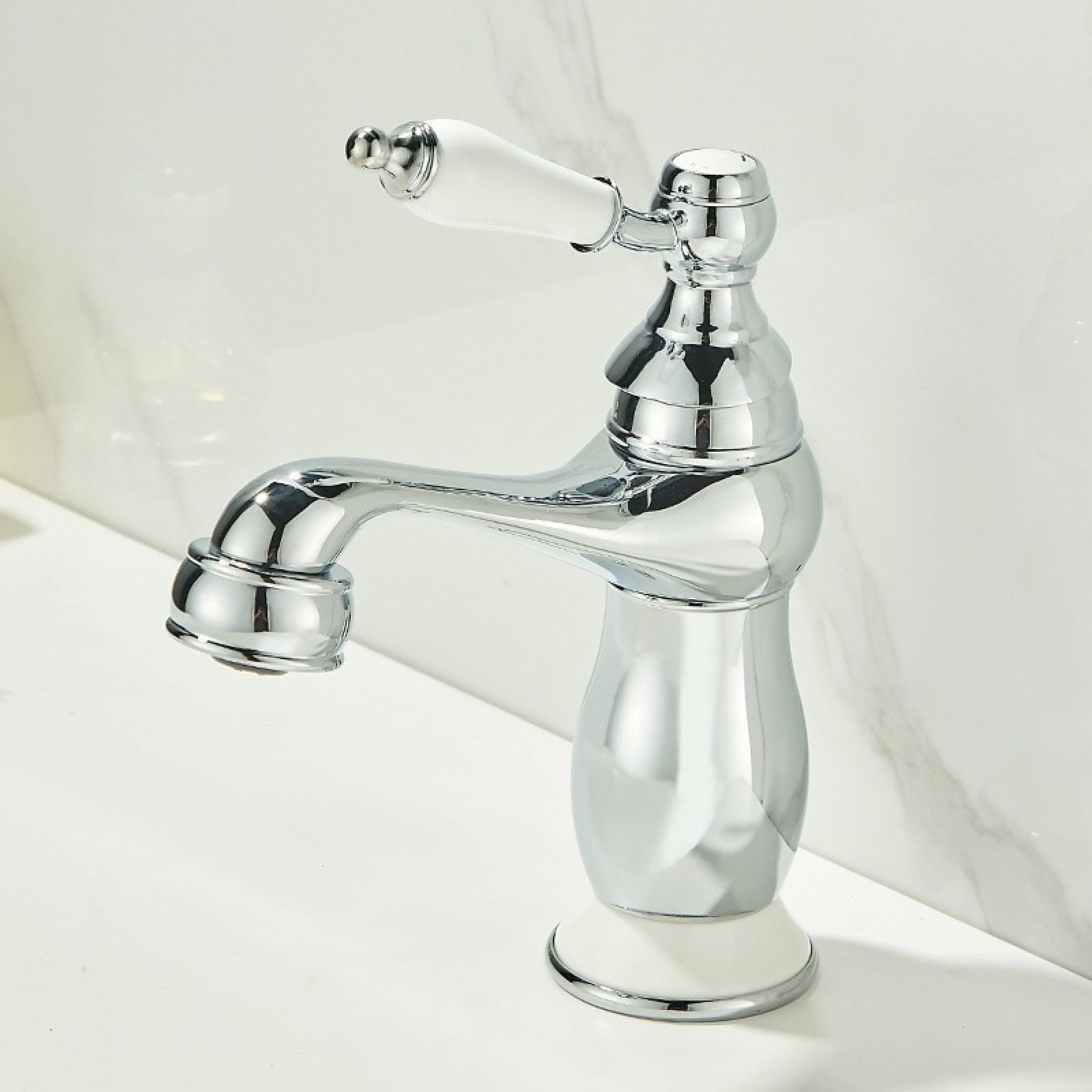 Fanjubei Silver Is Short Bathroom Copper Pull-Out Hot And Cold Basin Faucet