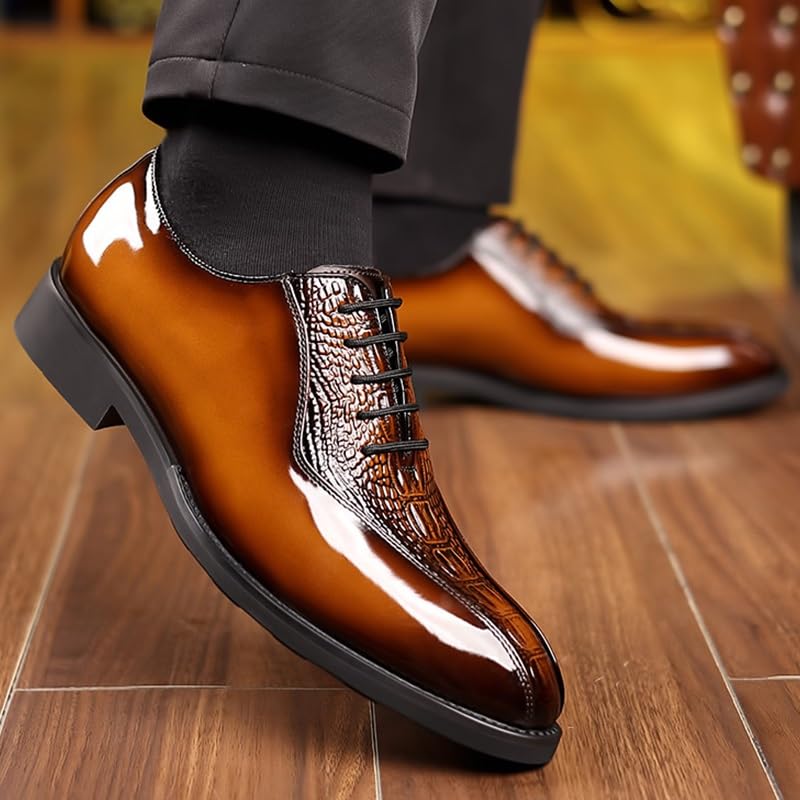 Mens Office Leather Oxford Shoes Lace-up Classic Dress Formal Loafers Breathable Business Tuxedo Shoes3