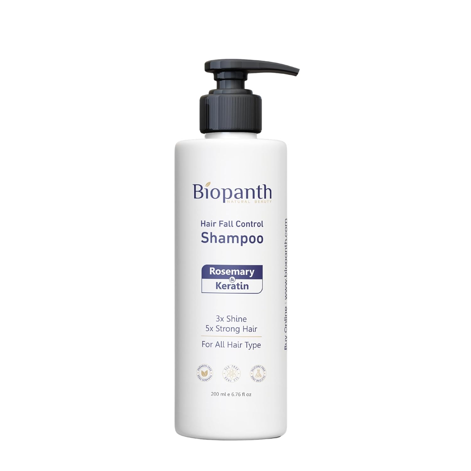 Biopanth Hair Fall Control Shampoo |Rosemary & Keratin |3X Shine & 5X Strong Hair| Sulphate & Paraben Free |All Hair Type |For Women & Men | 200ML Biopanth Hair Fall Control Shampoo |Rosemary & Keratin |3X Shine & 5X Strong Hair| Sulphate & Paraben Free |All Hair Type |For Women & Men | 200ML