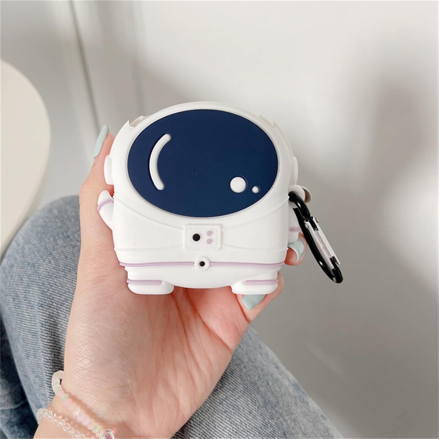 SKPY Silicone Case Compatible with SHOKZ OpenFit 2 with Pendant, Cute Cartoon Astronaut Shockproof Protective Case for Men Women - Image 5