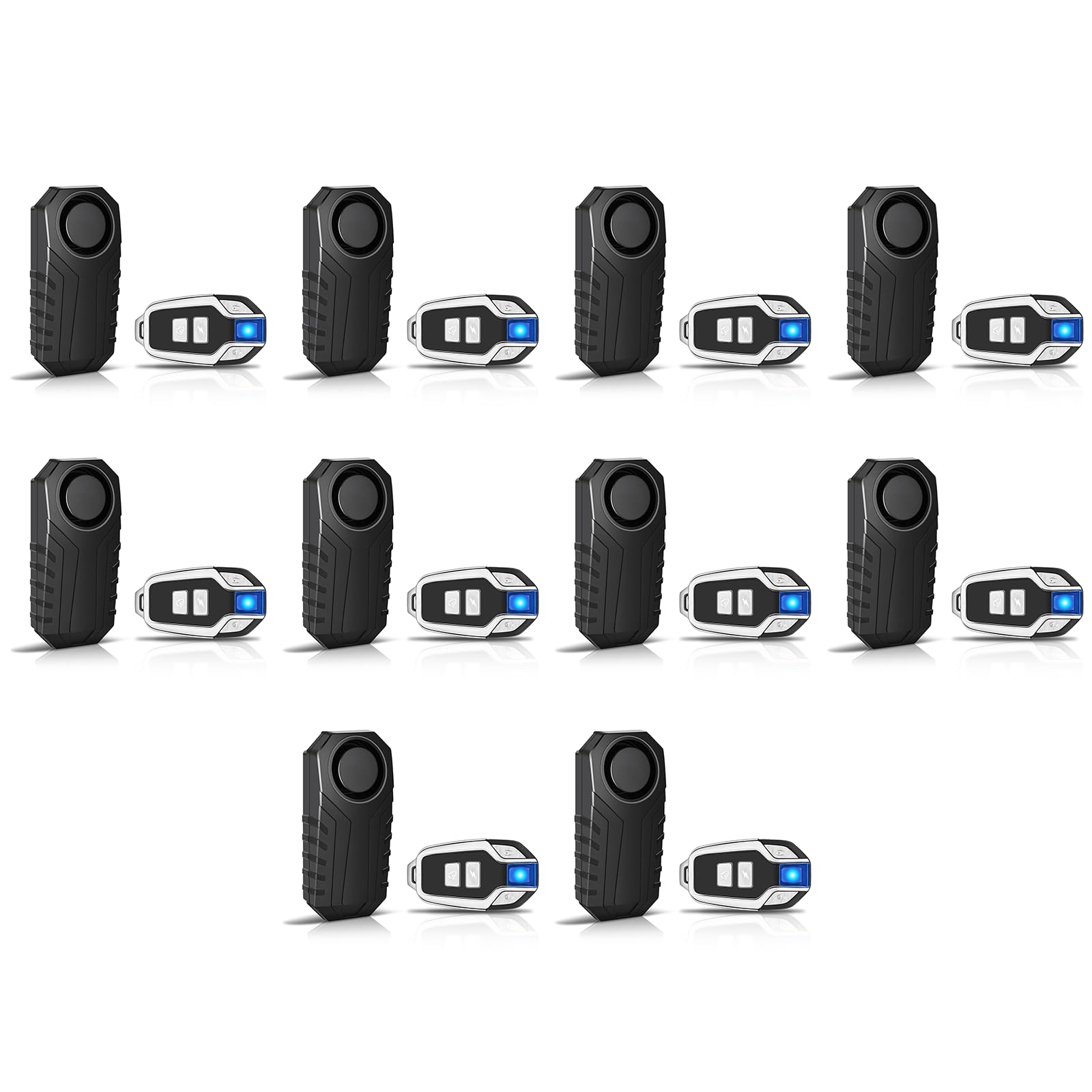 NineLeaf Alarmanlage Fahrrad, Drahtlose Motorrad Fahrrad Alarm, Diebstahlsicherung Alarm Mit Fernbedienung, IP65 Wasserdicht, 113 dB Super Laut, SOS-Funktion, Lautstärkeregelung einstellbar,10PK