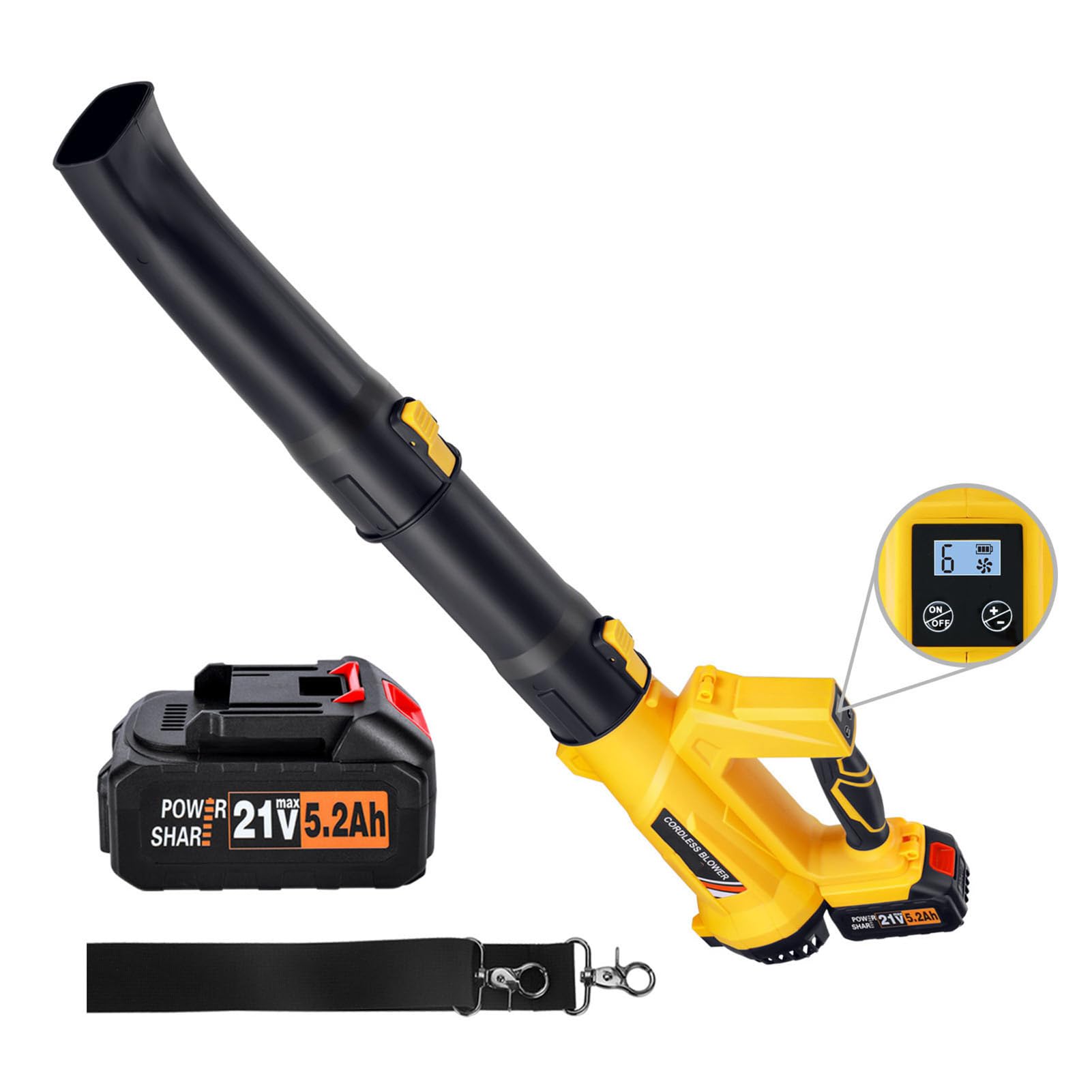 Potente Soffiatore per Foglie Senza Fili, Strumento Industriale a Batteria, Alta velocità del, Versatile per Cortile, Garage, Pulizia del Giardino, Bassa rumorosità, (Spina europea)