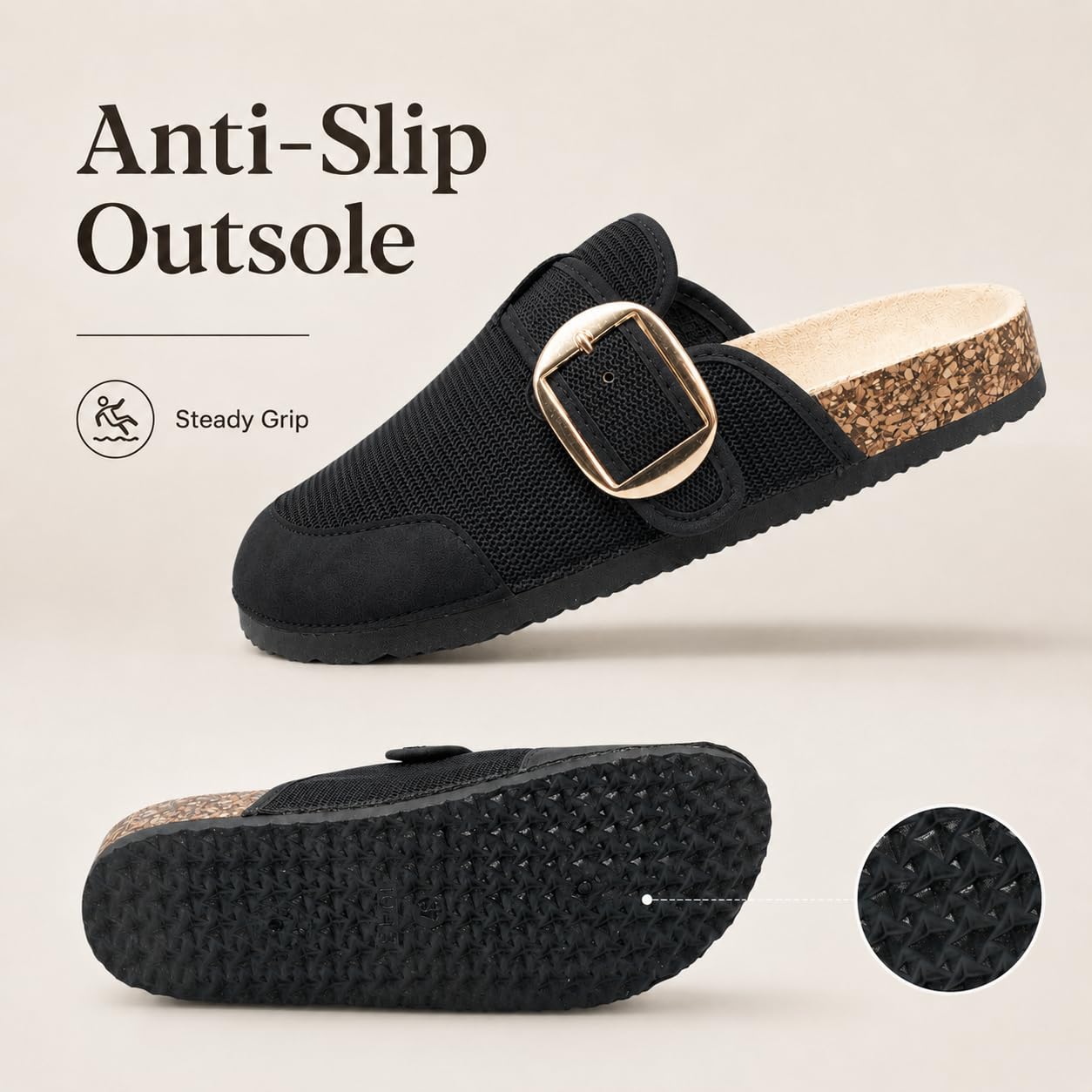 Ciabatte Con Sughero Donna Ciabatte Donna Antiscivolo Zoccoli Legno Fibbie Regolabili WCT260304 IT