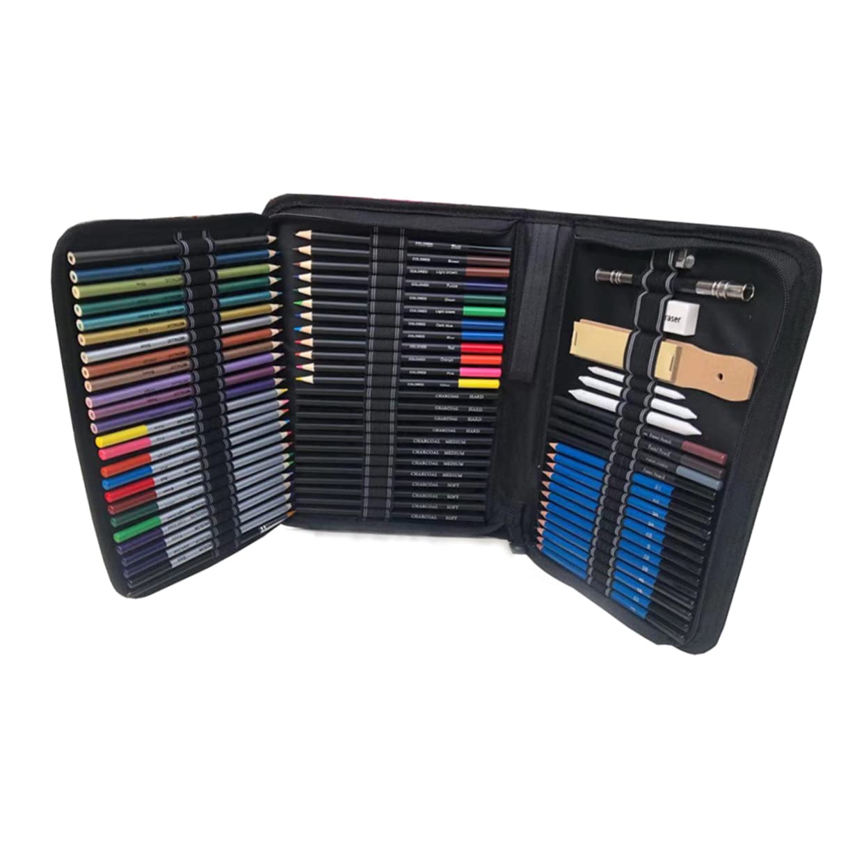 Set di Matite per Disegno da Schizzo per Studenti D'arte, 72 Pezzi | Matite per Disegno, Nero, Disegno Fluido e Punta Robusta, per Sketching e Coloring Books