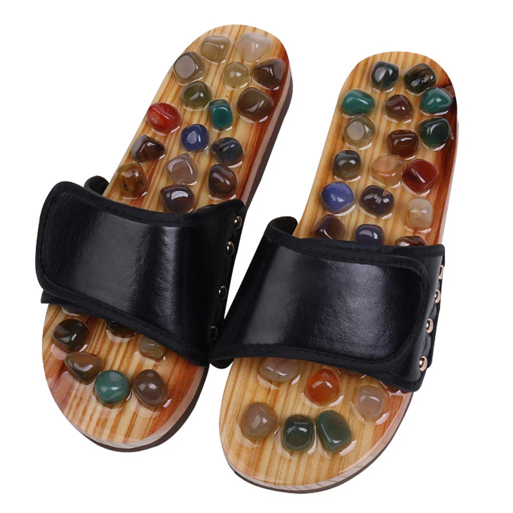 Akupressur-Fußmassagegerät Massage Hausschuhe Sandalen Schuhe mit Jadesteinen und Turmalinen Akupressurpunktpflege Magnetfeldtherapie Schmerzlinderung für Männer Frauen
