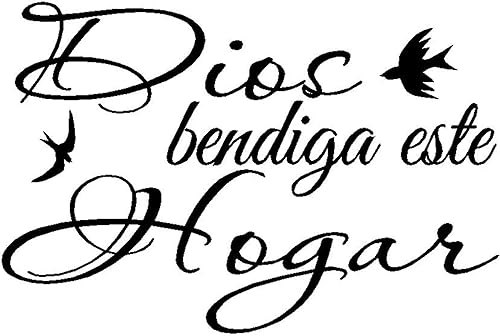 Calcomanías de pared españolas decorativas para pared Dios Bendiga Este Hogar Love God Peel and Stick Art Decor Citas para el hogar