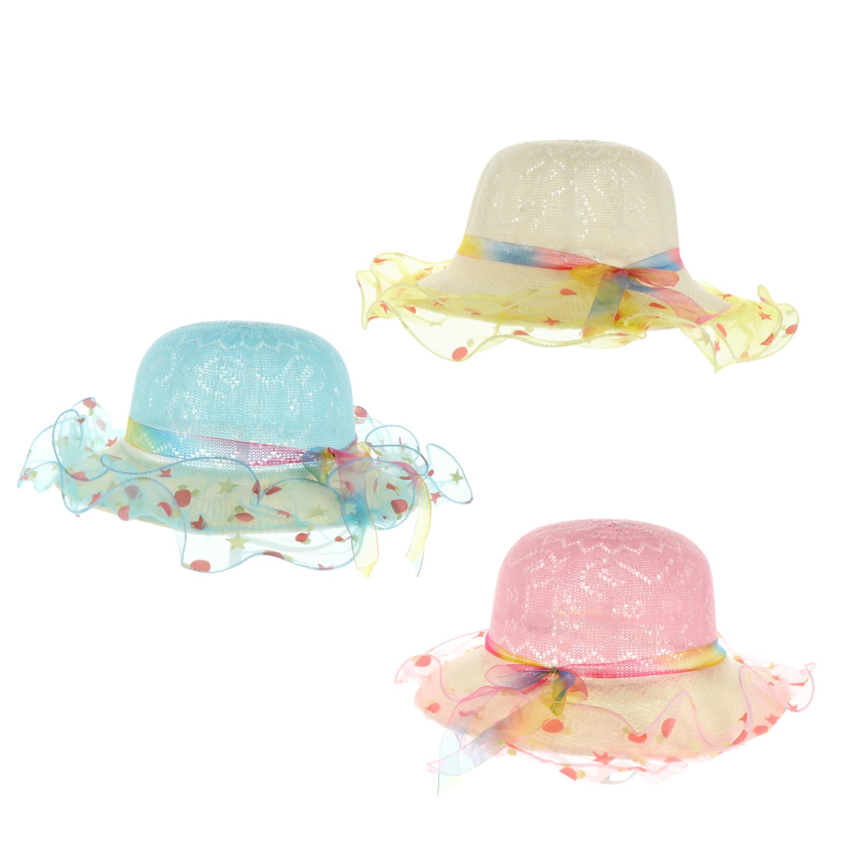 Holibanna 3piezas Sombrero De Playa para Bebés Gorro De Sol De Protección UV Sombrero Infantil Estampado De Estrellas y Puntos para Playa y